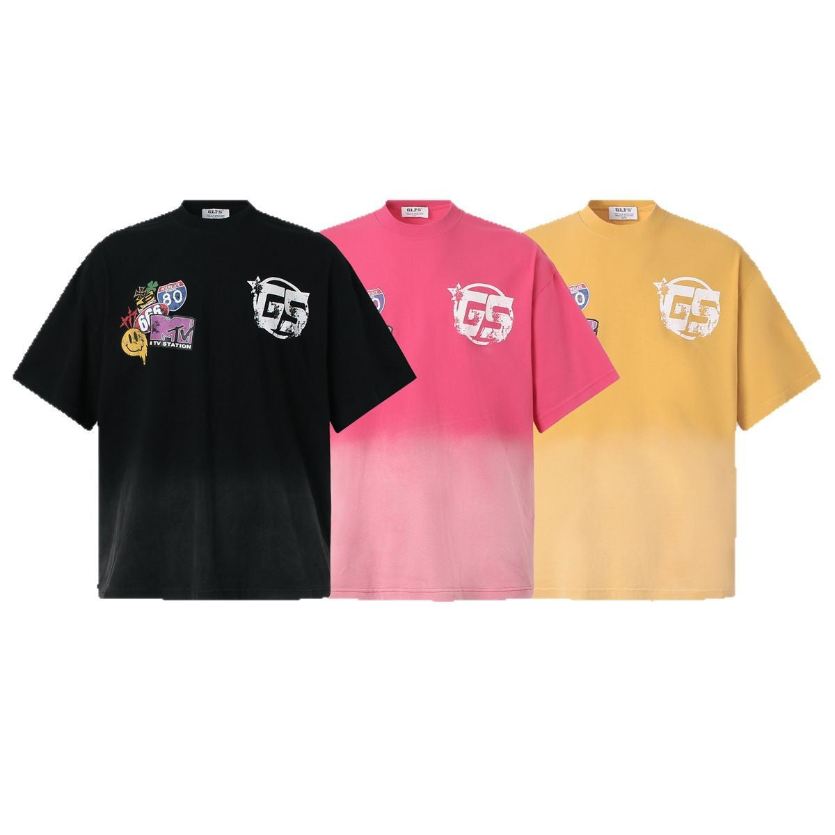 Gradient Letter Print Short Sleeve T-Shirt WN26474