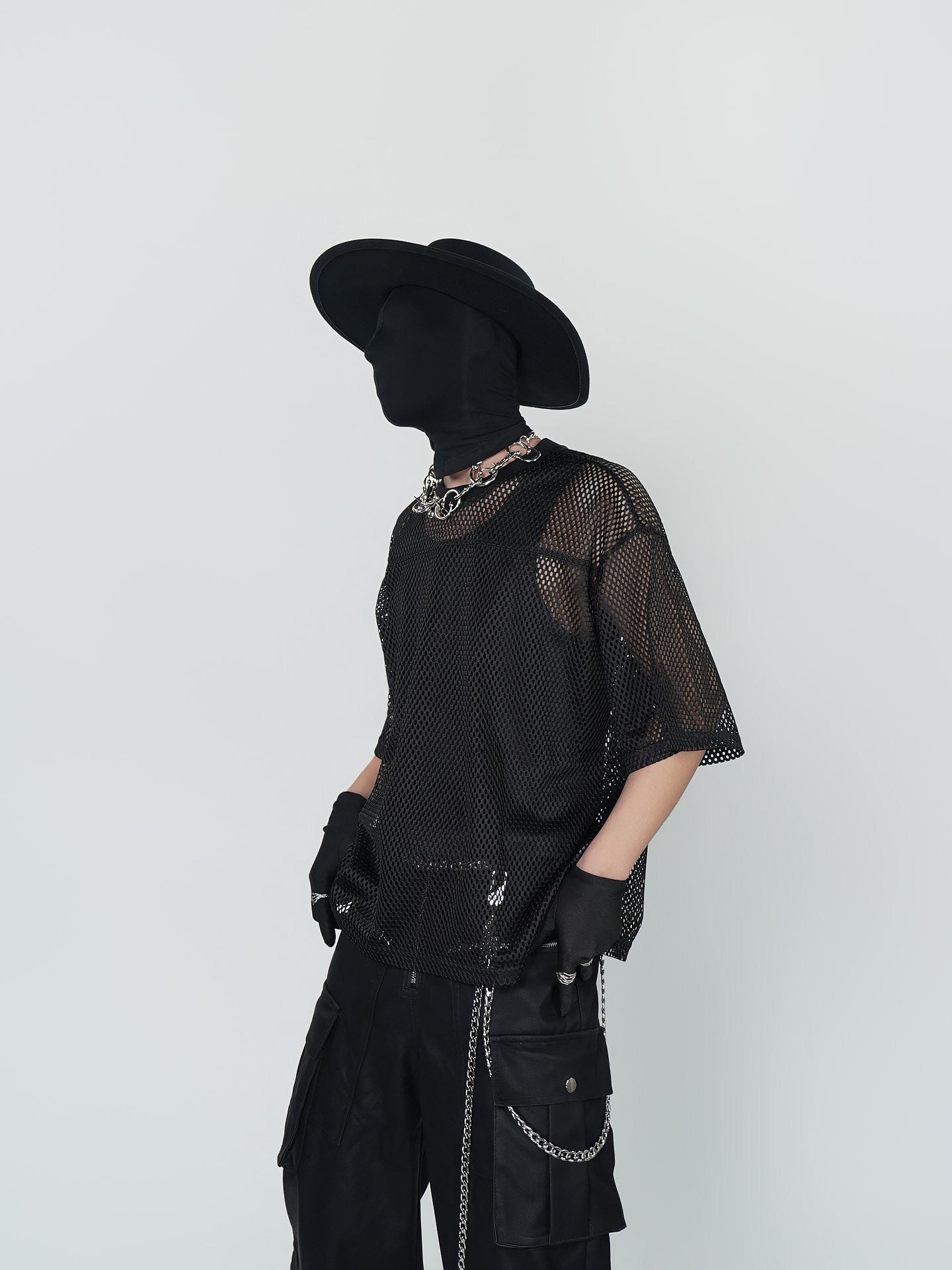 Mesh Sheer Oversize Short Sleeve T-Shirt & Vest WN24293