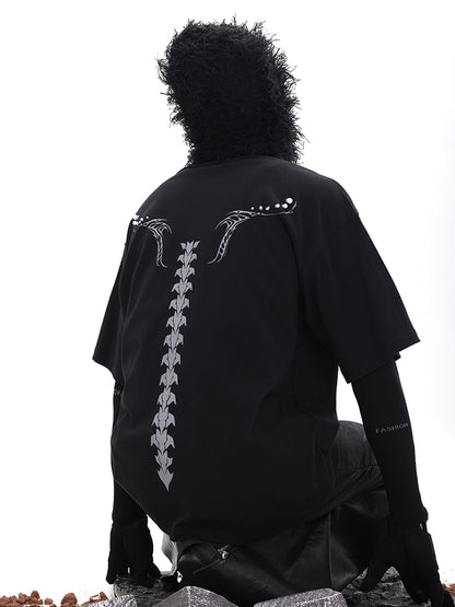 Spine Design Heavyweight Pure Cotton Short Sleeve T-Shirt WN18656