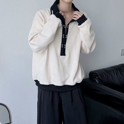 Metal Button Long Sleeve Polo Shirt WN19332