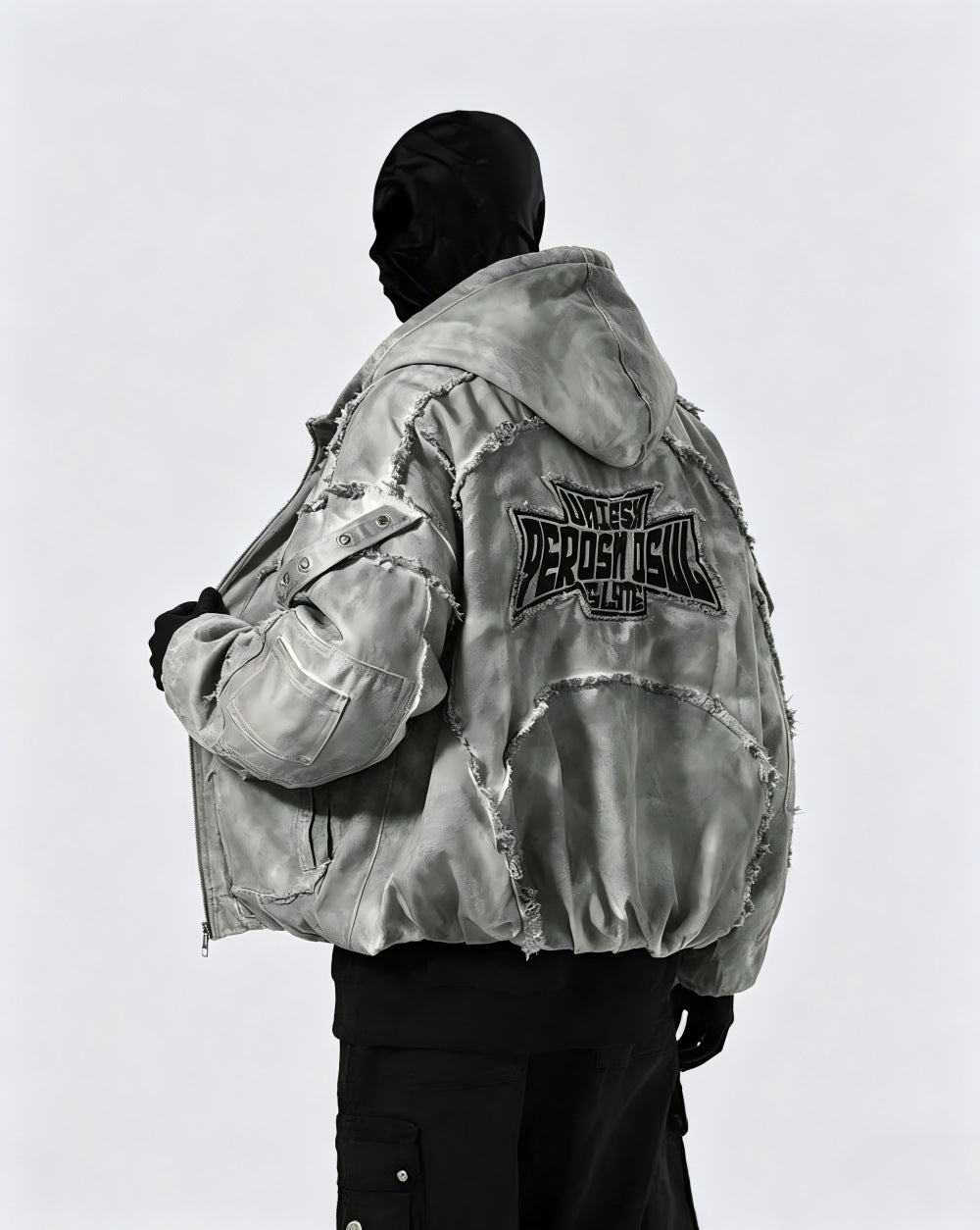 Washed Graphic Pocket Detail Hooded Jacket WN27967