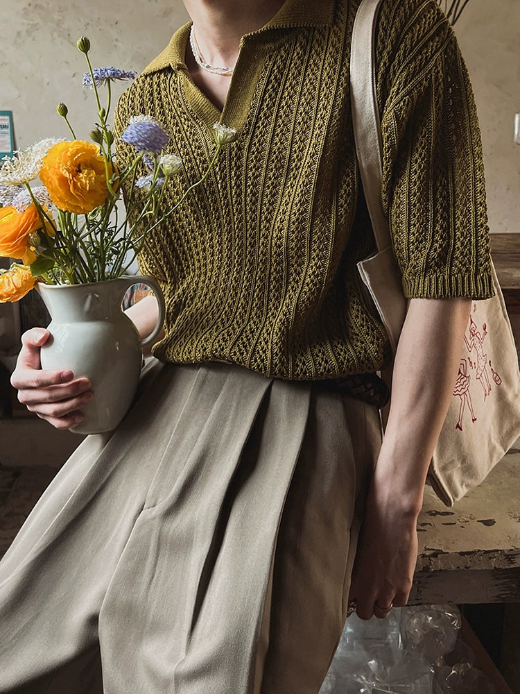 Oversize Short Sleeve Knit Polo Shirt WN20307