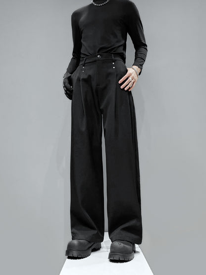 Pleats Studs Straight Trousers WN23862