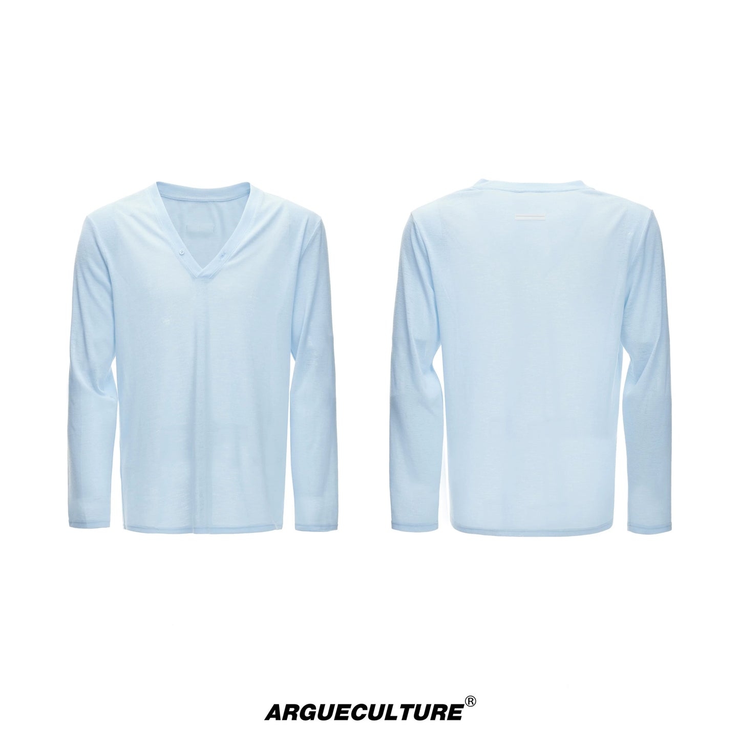 Deep V-Neck Breathable Oversize Long Sleeve T-Shirt WN27011