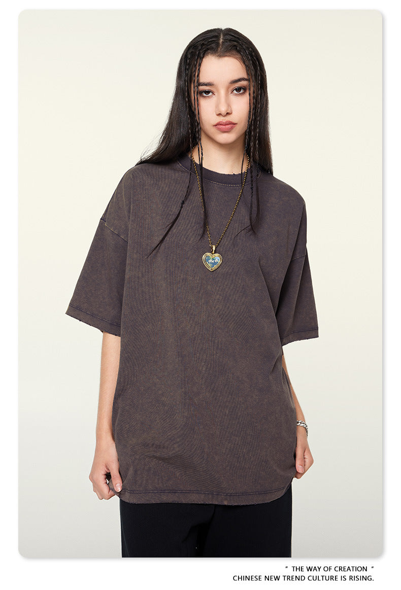 Washed Oversize Short-sleeve T-shirt WN6455