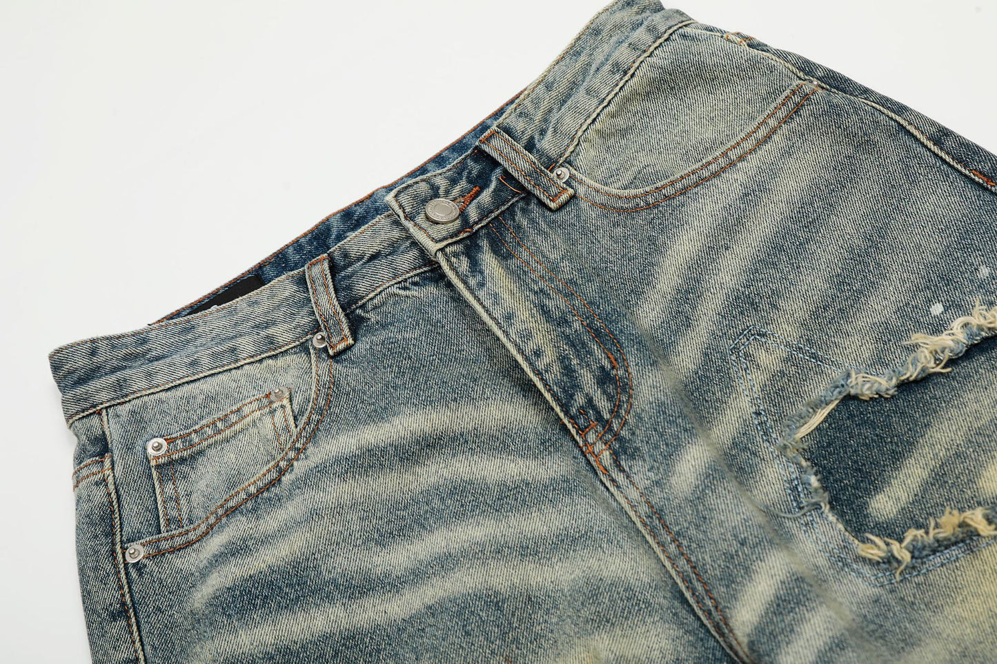 Dirty Washed Damage Flare Denim Jeans WN26103