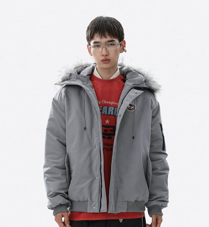 Warm Hooded Fake Fur-Collar Puffer Jacket WN22111