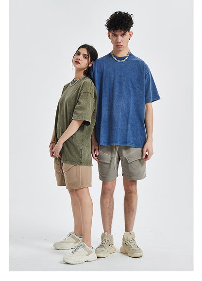Vintage Dyed Oversize Short-sleeve T-shirt & Vintage Dyed Short Sweatpants Setup WN6631