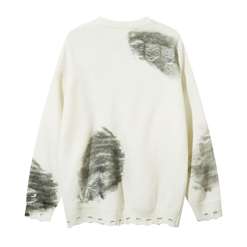 Chain Jacquard Spray Paint Knit Sweater WN11439