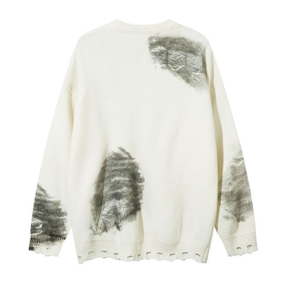 Chain Jacquard Spray Paint Knit Sweater WN11439