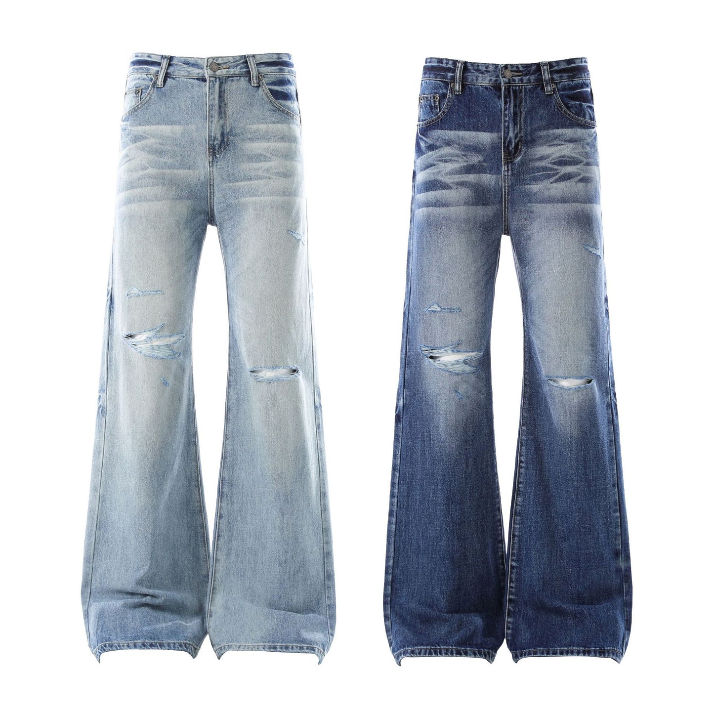 Washed Damage Flare Denim Jeans WN26095