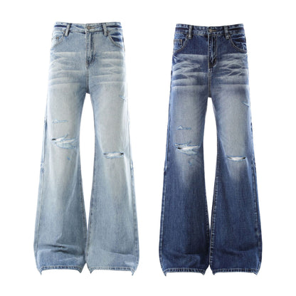 Washed Damage Flare Denim Jeans WN26095