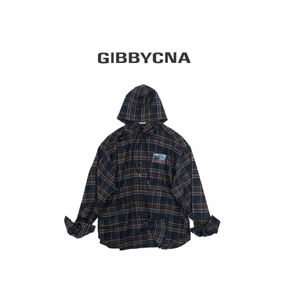 Oversize Plaid Hooded Shirt WN8004