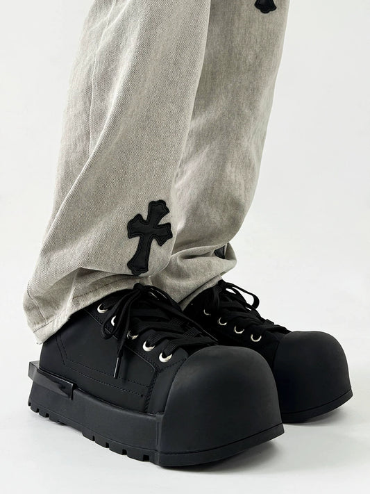 Chunky Plain Leahter Sneakers WN19117