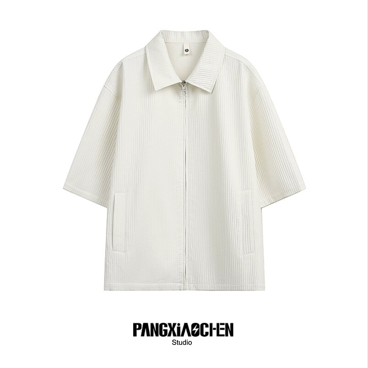 Textured Raised-Collar Short Sleeve Shirt WN20172