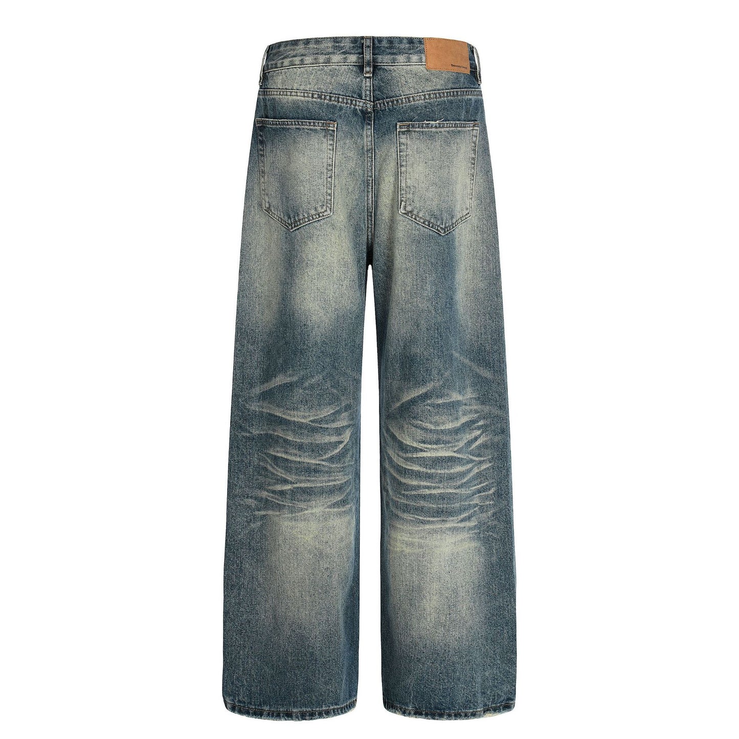 Whisker Damage Wide Leg Denim Jeans WN25973