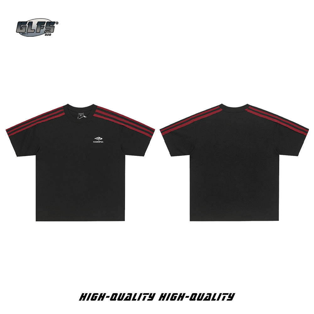 Sporty Tape Embroidery Short Sleeve T-Shirt WN26501