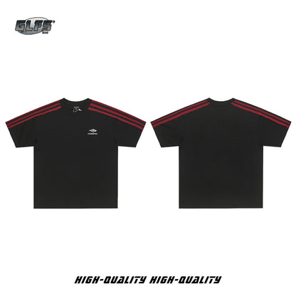 Sporty Tape Embroidery Short Sleeve T-Shirt WN26501
