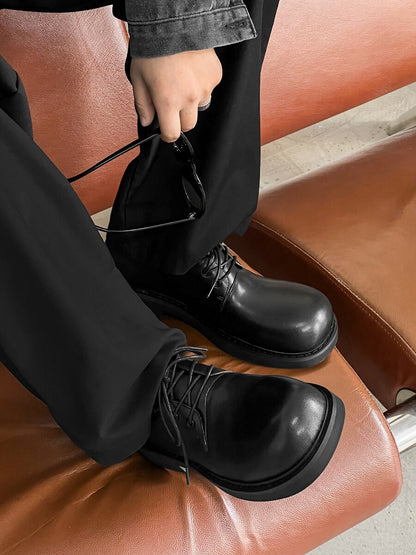 Lace Up Plain PU Leather Round Toe Shoes WN24563