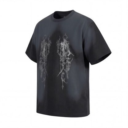Washed Graphic Art Print Short Sleeve T-Shirt WN25500