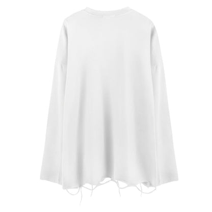 Raw Hem Damage Long Sleeve T-Shirt WN26833