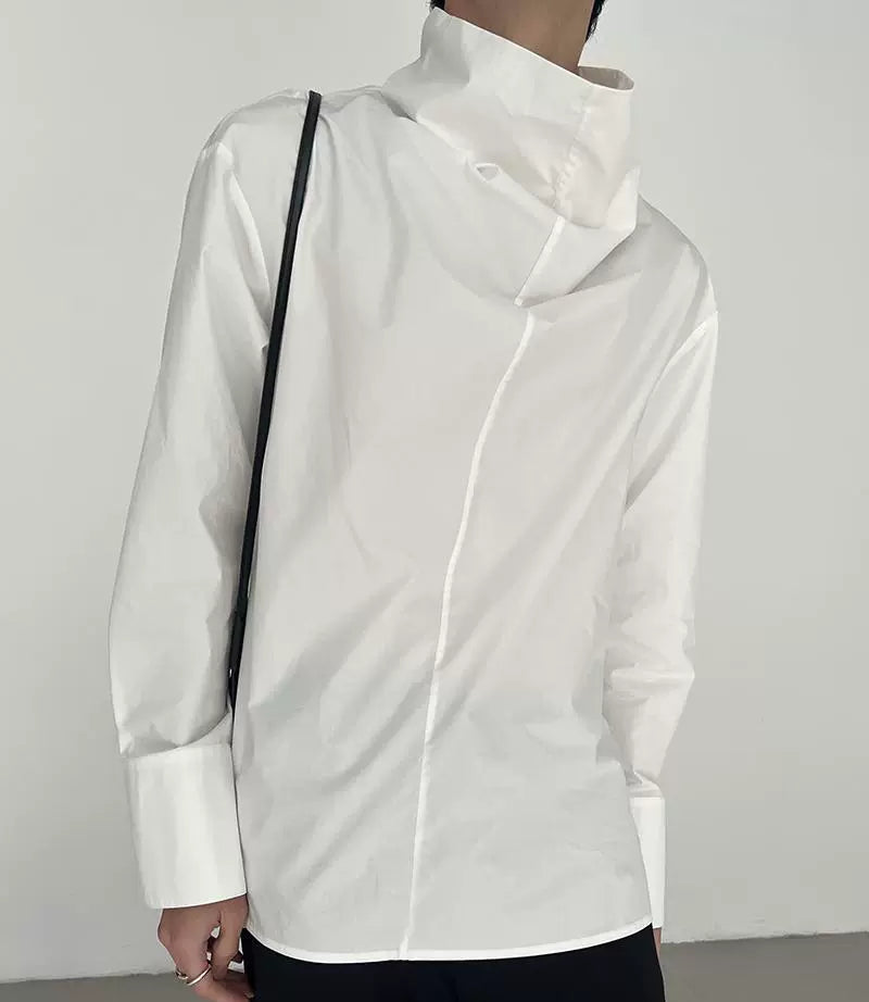 Structured Stand-Neck Pullover Shirt WN21627