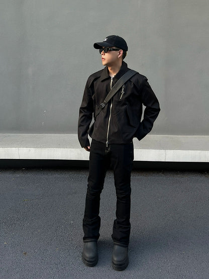 Flare Strap Detail Straight Denim Jeans WN19402