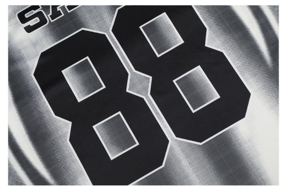 Sporty Number 88 Striped V-Neck Short Sleeve T-Shirt WN26553