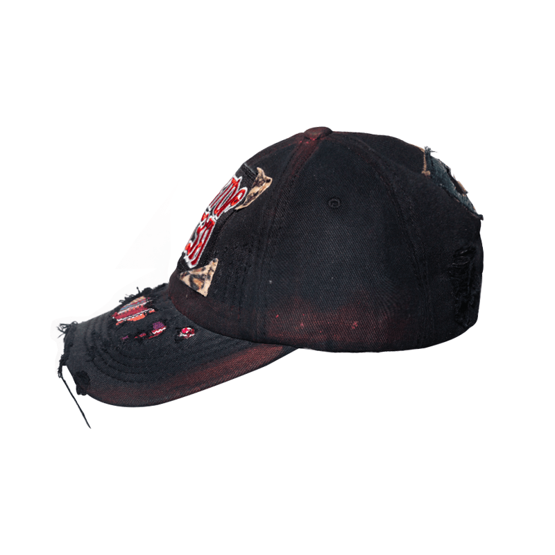 Patchwork Leopard Embroidery Damage Curved-Brim Cap WN21131