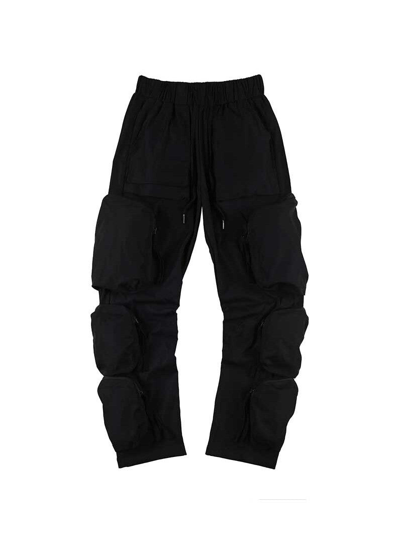 Drawstring Multi-Pocket Tapered Cargo Pants WN24223