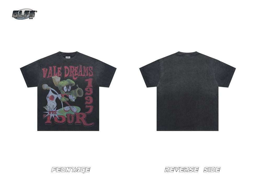 Graffiti Cartoon Letter Print Short Sleeve T-Shirt WN26452