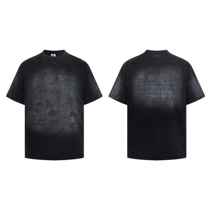 Washed Damage Print Short Sleeve T-Shirt WN26064