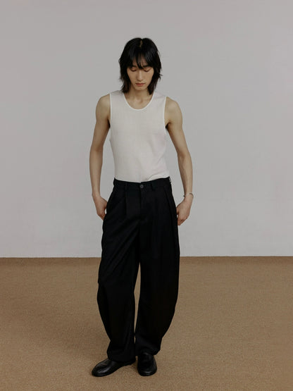 Pleated Curved Leg Trousers WN21548