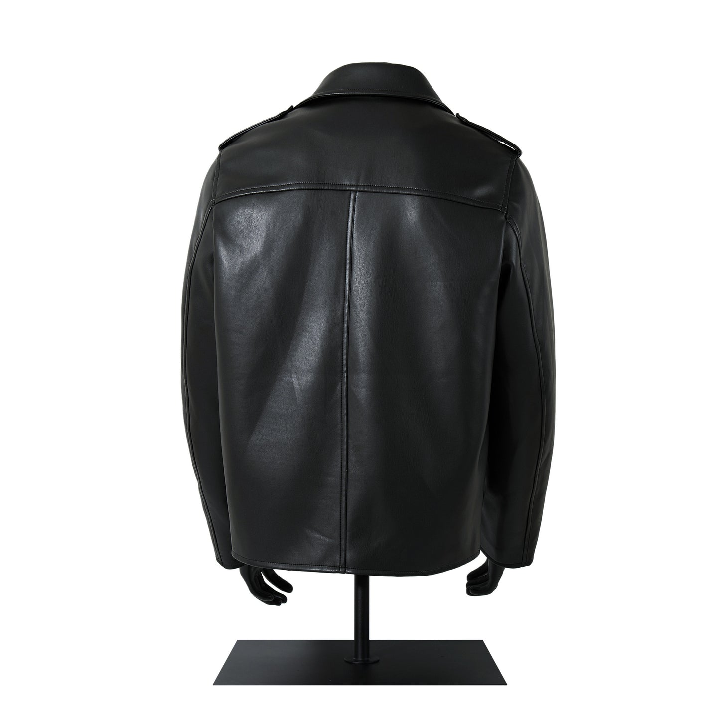Zip-Up Belted Metal Buckle PU Leather Jacket WN23082