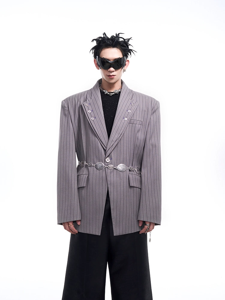 Double-Layer Lapel Stripe Tailored Jacket WN10188