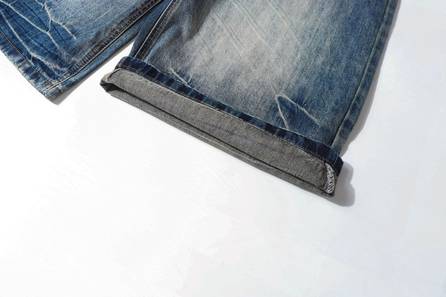 Washed Lightning Drawstring Denim Half Pants WN25850