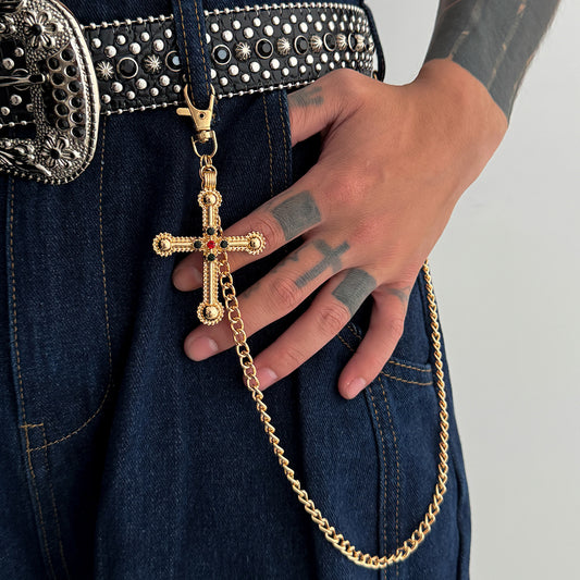 Exaggerated Cross Pendant Pants Chain WN21057