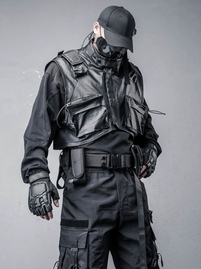 Stand Neck Large Pockets Tactical Coating Vest WN22360