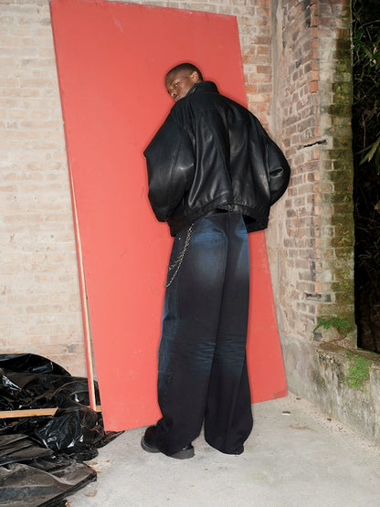 Washed Wide Leg Denim Jeans WN21286