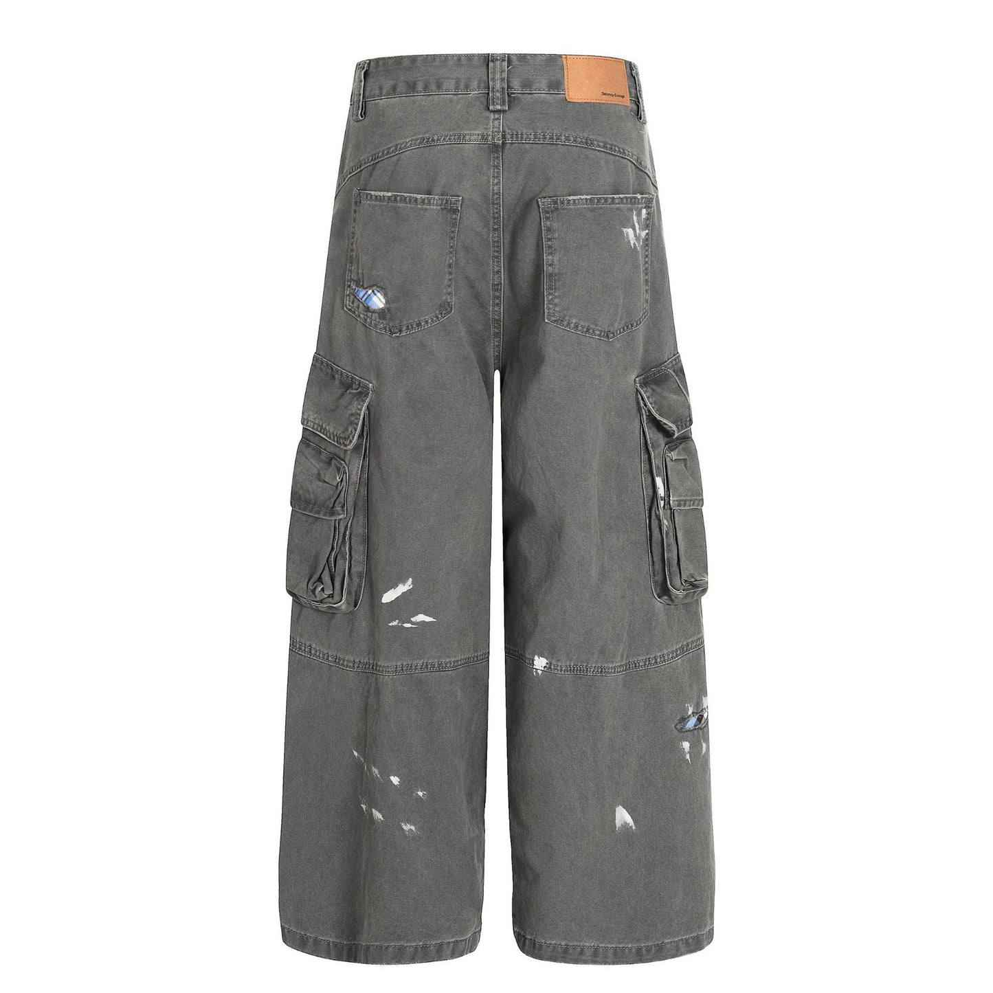 Damage Dirty Wide Leg Curved Cargo Pants WN25866