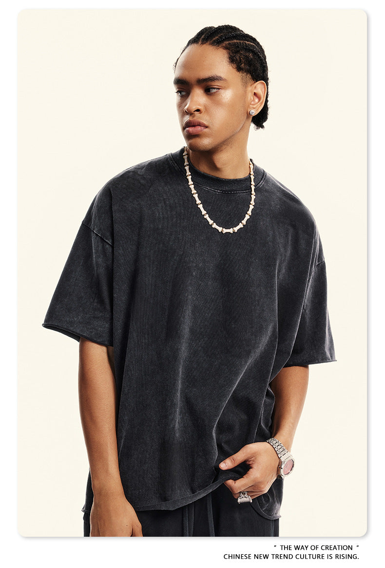 Washed Heavyweight Short Sleeve T-Shirt & Short Sweatpants Setup WN6167