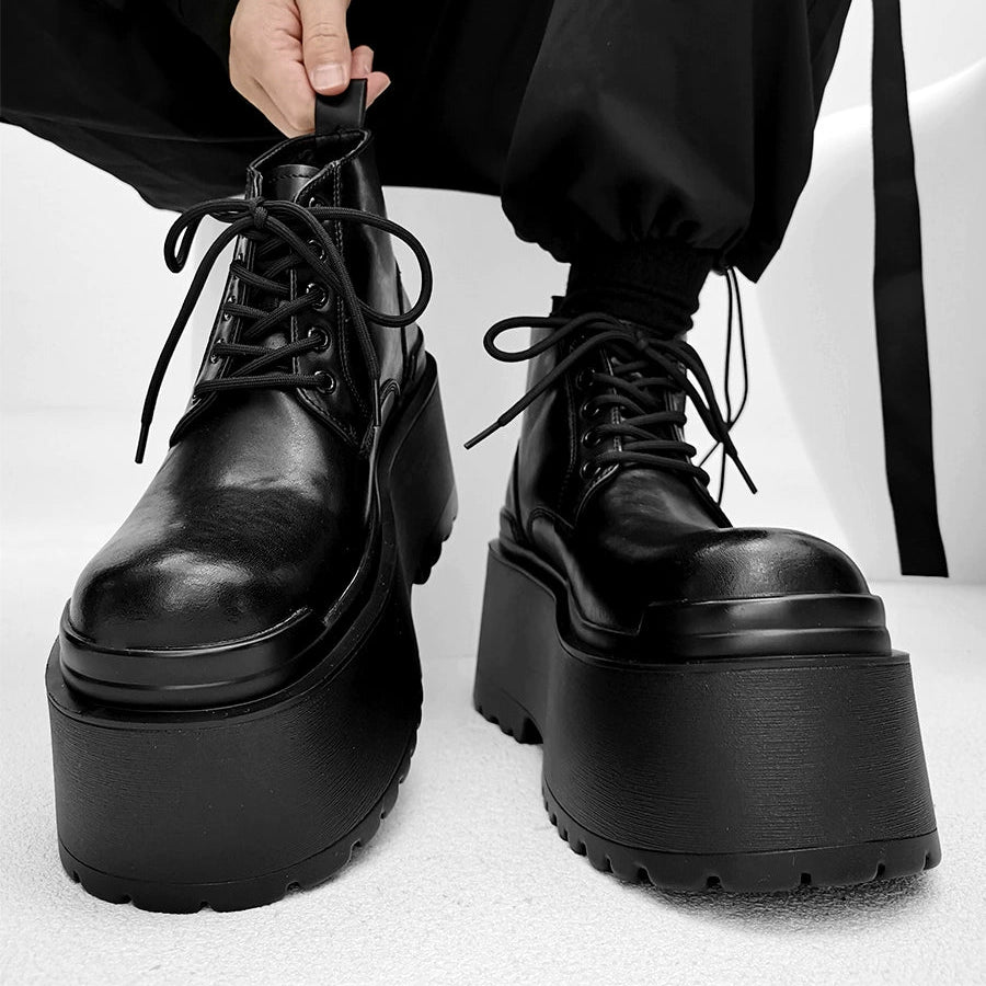 Thick Sole PU Leather Boots WN21273