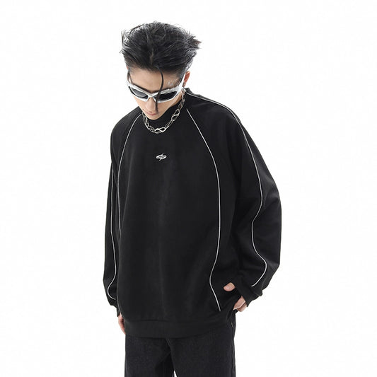 Reflective Suede Oversize Pullover Sweatshirt WN10408