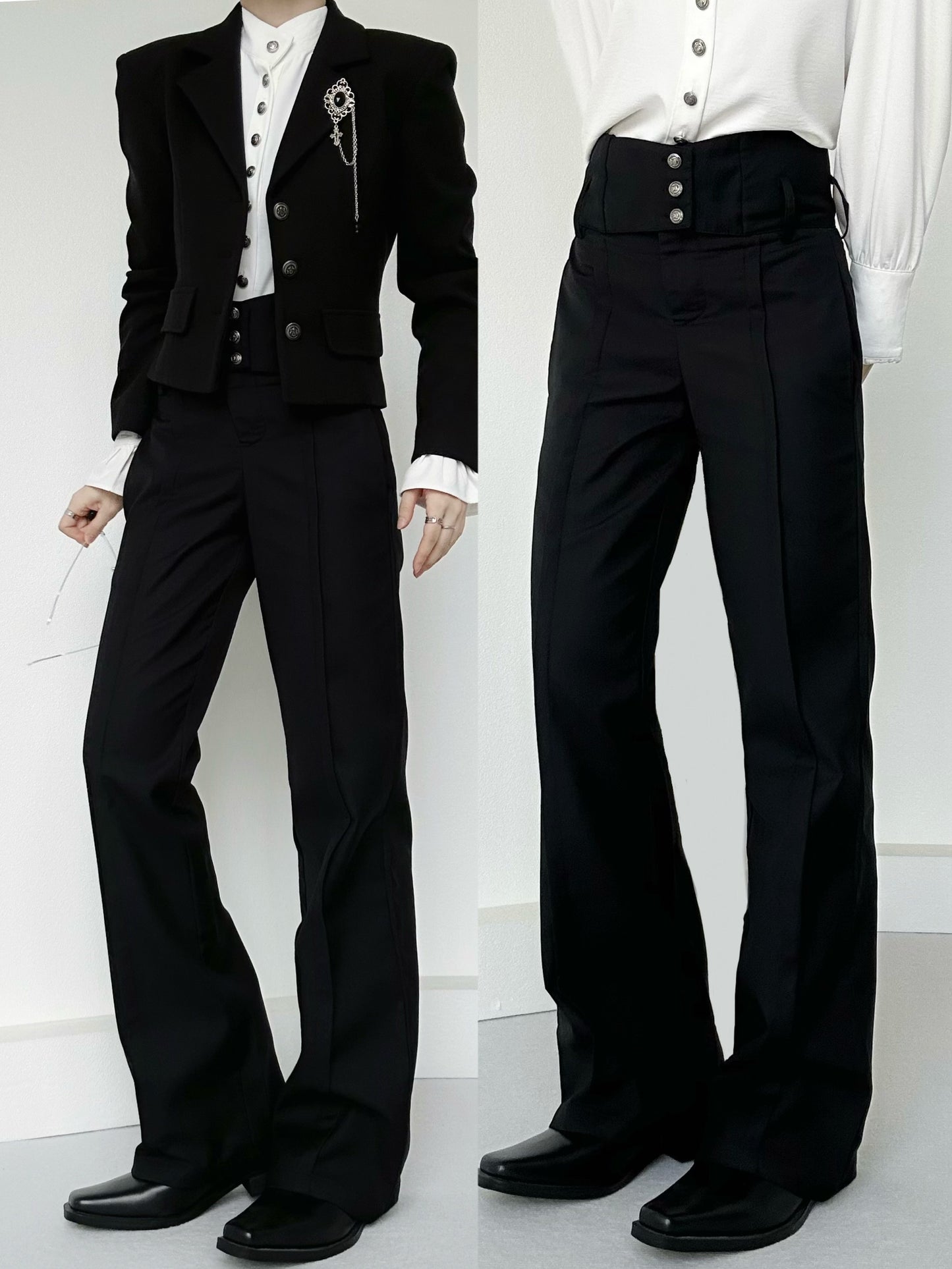 High-Waist Belted Flare Trousers WN23124