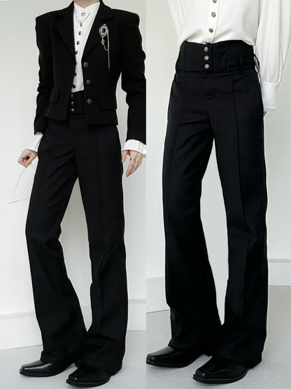 High-Waist Belted Flare Trousers WN23124