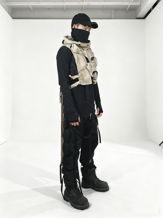 Deconstructed Washed Cargo Pocket Vest WN22008