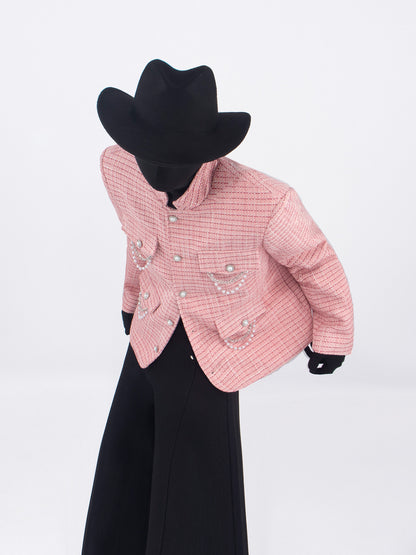 Pearl Beads Chain Pocket Tweed Jacket WN23663