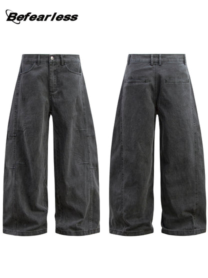 Washed Panel Wide Leg Denim Jeans WN26189