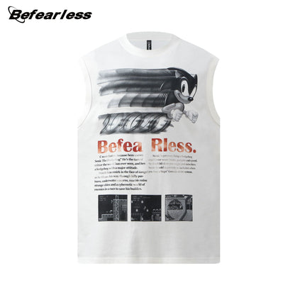 Character Letter Print Sleeveless T-Shirt WN26223