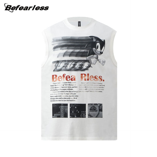 Character Letter Print Sleeveless T-Shirt WN26223